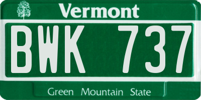 VT license plate BWK737