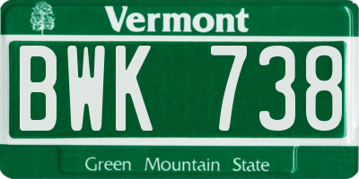 VT license plate BWK738