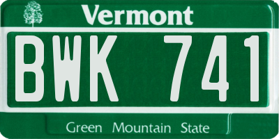 VT license plate BWK741