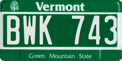 VT license plate BWK743
