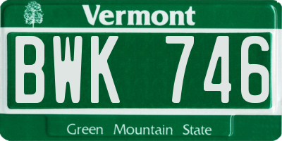 VT license plate BWK746
