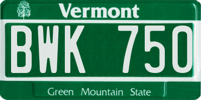VT license plate BWK750