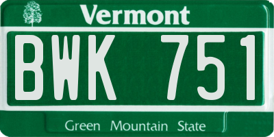 VT license plate BWK751