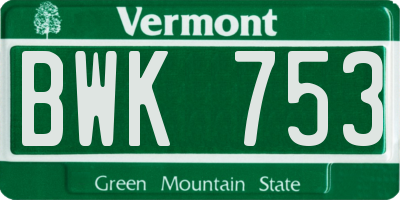 VT license plate BWK753