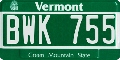 VT license plate BWK755