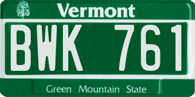 VT license plate BWK761