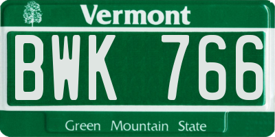 VT license plate BWK766