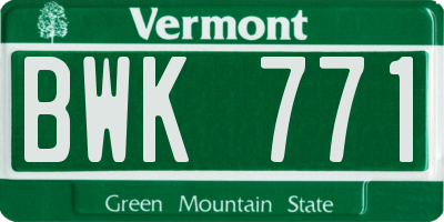 VT license plate BWK771