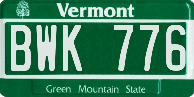 VT license plate BWK776