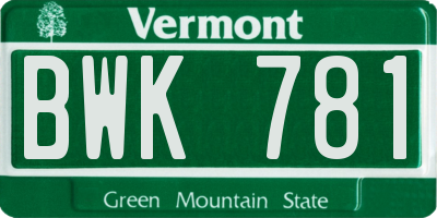 VT license plate BWK781
