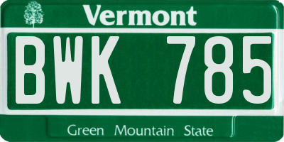 VT license plate BWK785