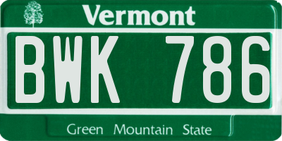 VT license plate BWK786