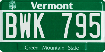 VT license plate BWK795