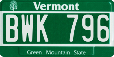 VT license plate BWK796