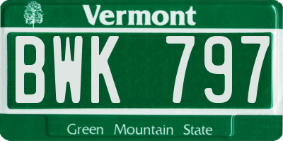 VT license plate BWK797