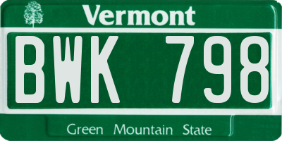 VT license plate BWK798