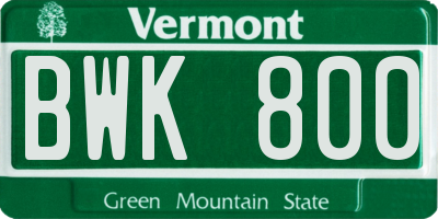 VT license plate BWK800