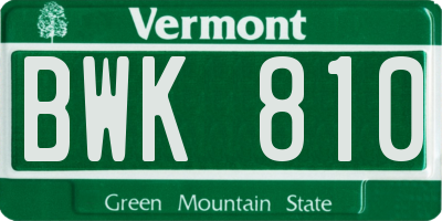 VT license plate BWK810