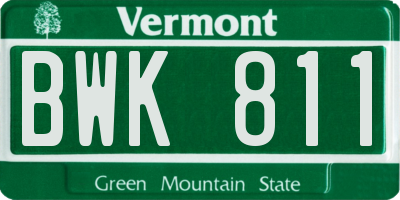 VT license plate BWK811