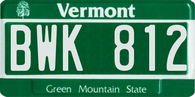 VT license plate BWK812