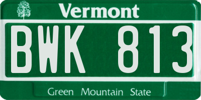 VT license plate BWK813