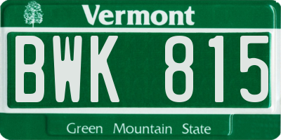 VT license plate BWK815