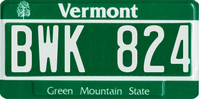VT license plate BWK824