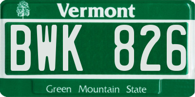 VT license plate BWK826