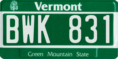 VT license plate BWK831