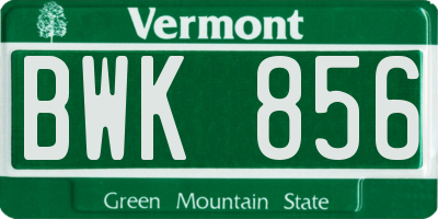 VT license plate BWK856