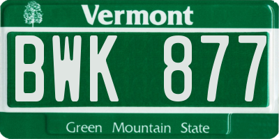 VT license plate BWK877