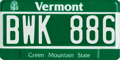 VT license plate BWK886