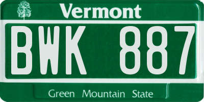 VT license plate BWK887