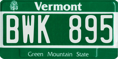 VT license plate BWK895
