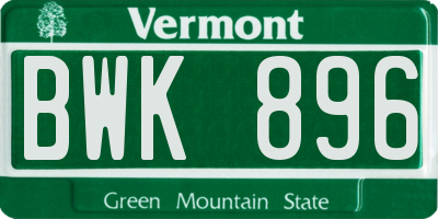VT license plate BWK896