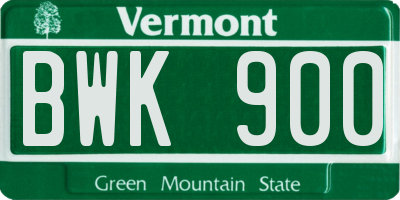 VT license plate BWK900