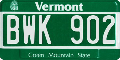 VT license plate BWK902