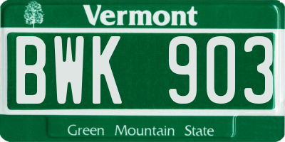 VT license plate BWK903