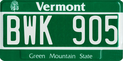 VT license plate BWK905