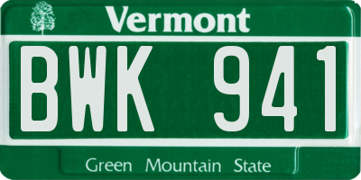 VT license plate BWK941