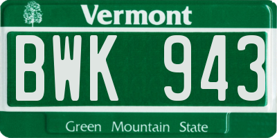 VT license plate BWK943