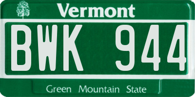 VT license plate BWK944