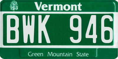 VT license plate BWK946