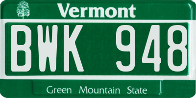 VT license plate BWK948