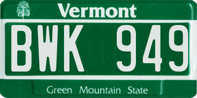 VT license plate BWK949