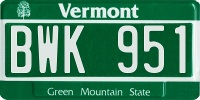 VT license plate BWK951