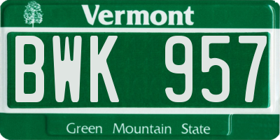 VT license plate BWK957
