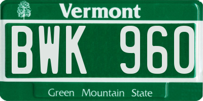VT license plate BWK960