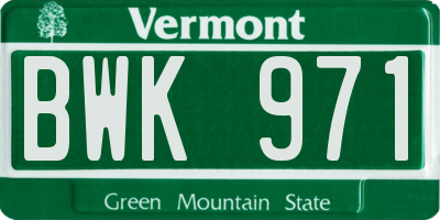 VT license plate BWK971