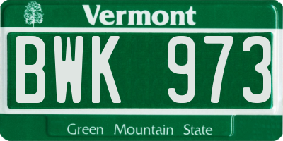 VT license plate BWK973